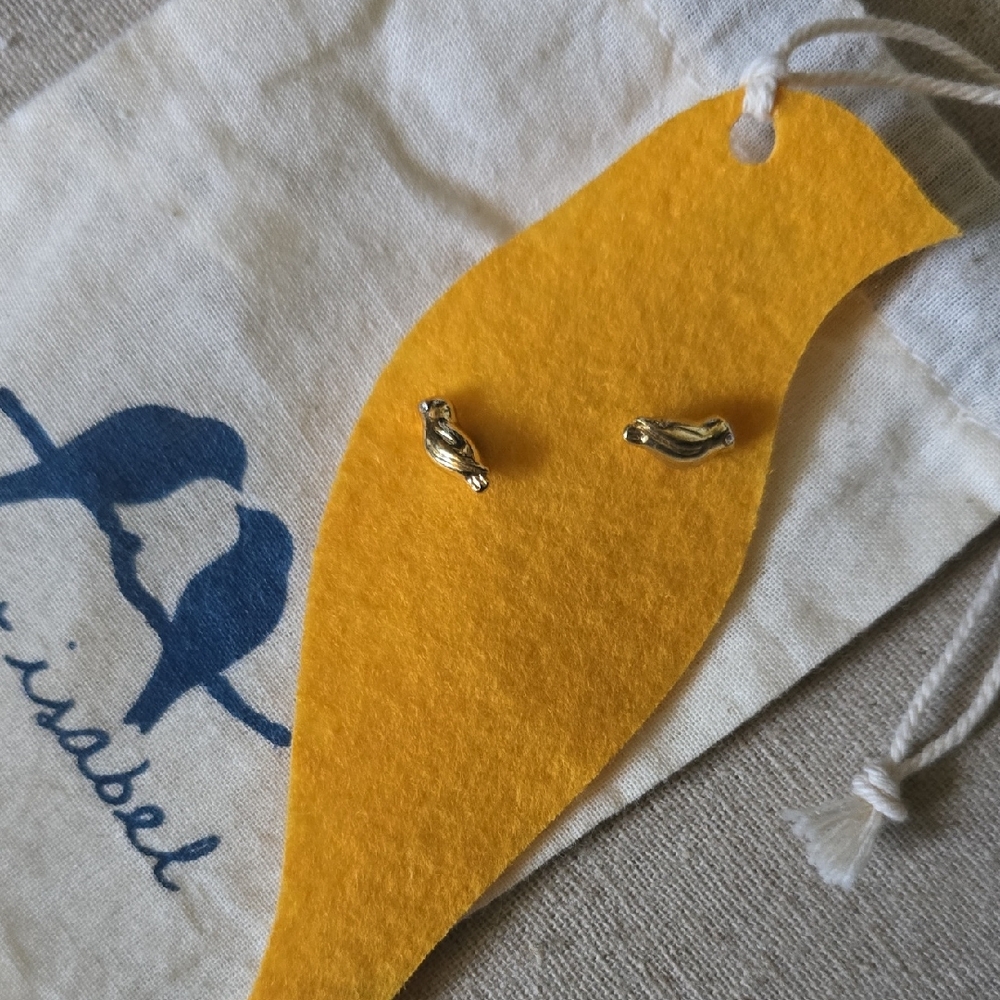 Gold Bird Stud Earrings for Kids
